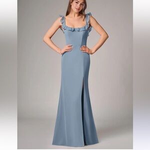 Azazie Maxi Dress in Dusty Blue